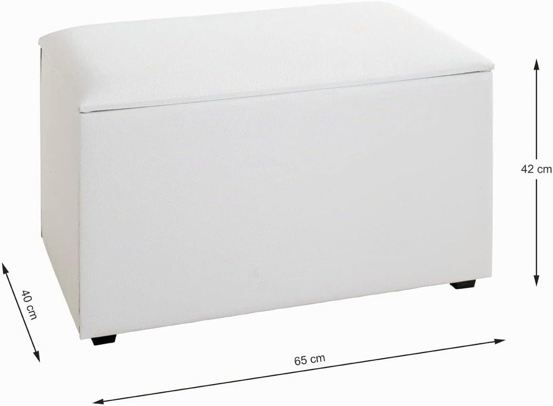 HAKU Möbel Sitztruhe, Kunstleder, weiss, B 65 x T 40 x H 42 cm weiss 65 x 40 x H 42 cm Weiss, weiss