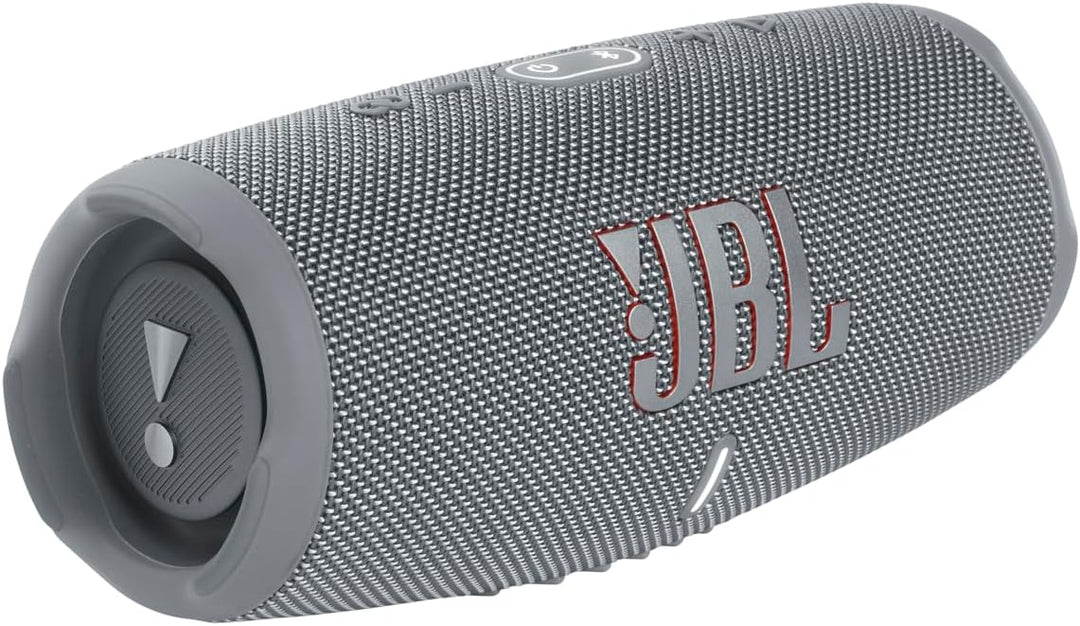 JBL Charge 5 Bluetooth-Lautsprecher in Grau – Wasserfeste, portable Boombox mit integrierter Powerba