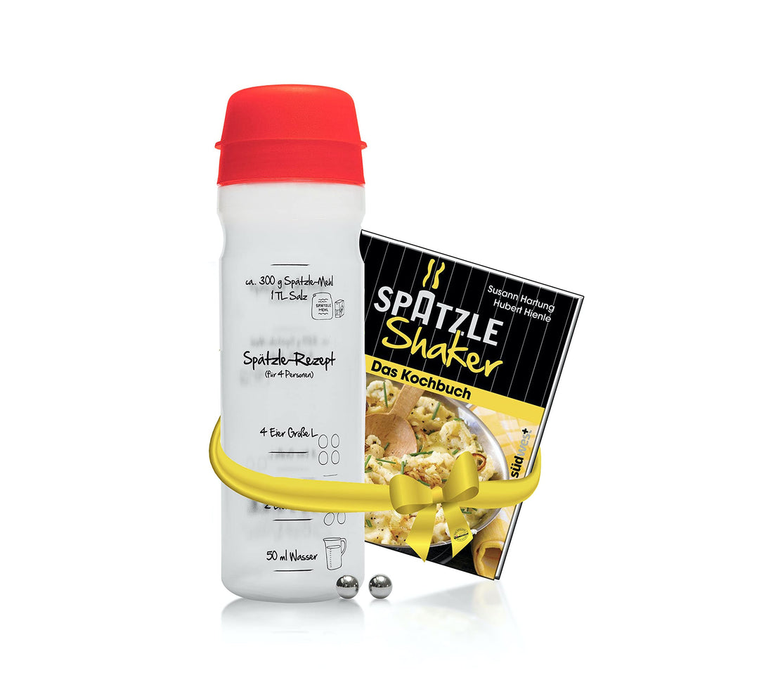 Einsteiger-Set zum Spätzle selber machen mit Spätzle-Shaker (875 ml rot) 4 Portionen & Rezeptbuch (8