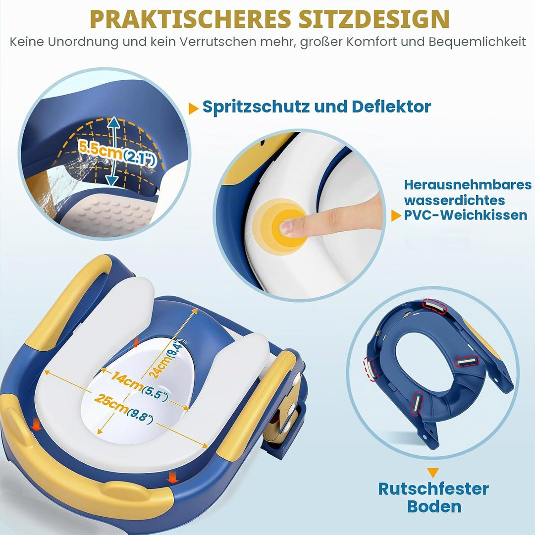 Orzbow Toilettensitz Kinder mit Treppe, 2-in-1 Kinder Toilettensitz, Töpfchen für Kinder, Höhenverst