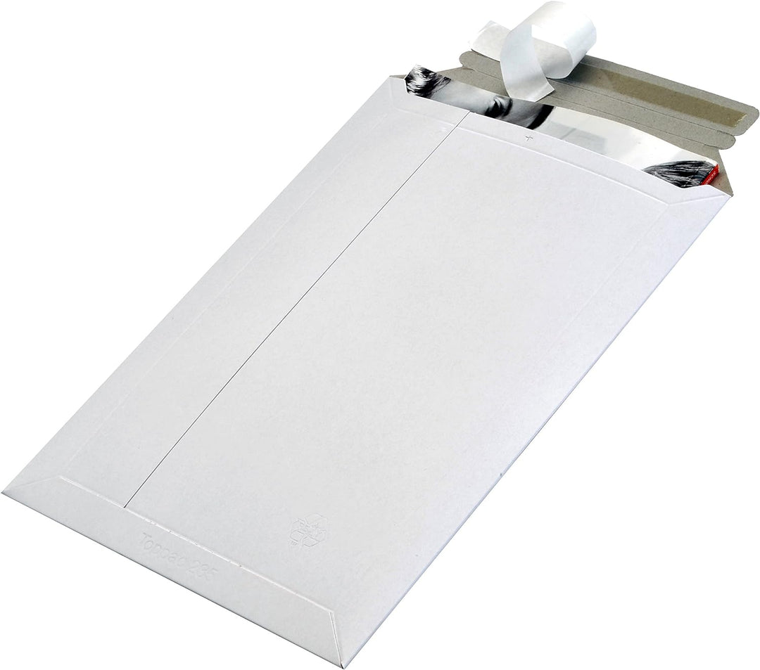 100 St Versandtaschen Toppac TP235 250x353 mm aus weisser Vollpappe Onlineshopverpackung