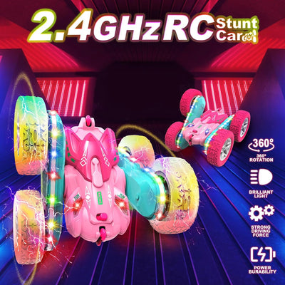 seveclotree Ferngesteuertes Auto Mädchen,Geschenk Mädchen 3 4 5 6 7 8 9 Jahre,2.4Ghz 4WD 360° Flip F