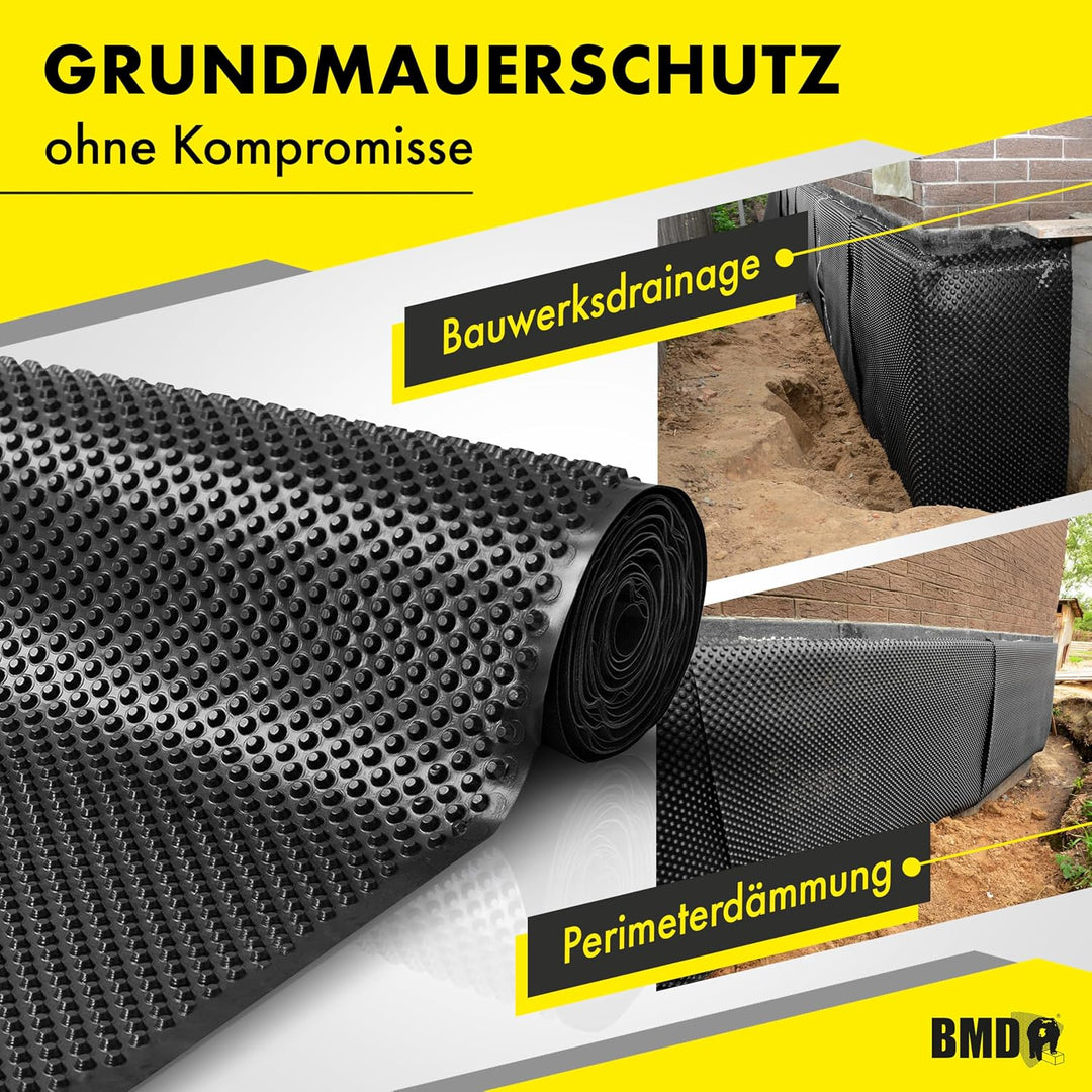 BMD Noppenbahn | 1m x 20m | 4 Grössen | Hochbeetfolie ohne Weichmacher | Noppenfolie für den Grundma