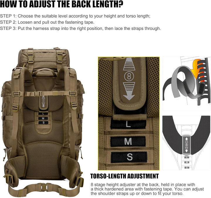 Mardingtop 70L Militär Rucksack Trekkingrucksack mit Regenschutz Wanderrucksack im Freien Grosse Kap