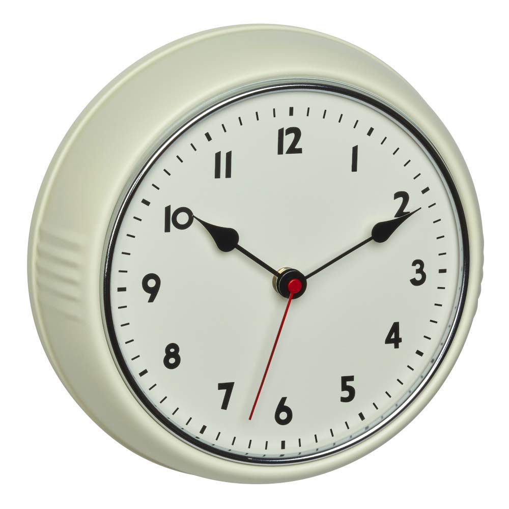 TFA Dostmann Retro Funk-Wanduhr, 60.3541.09, Vintage Uhr, analog, aus Metall, beige, (l) 240 x (b) 6