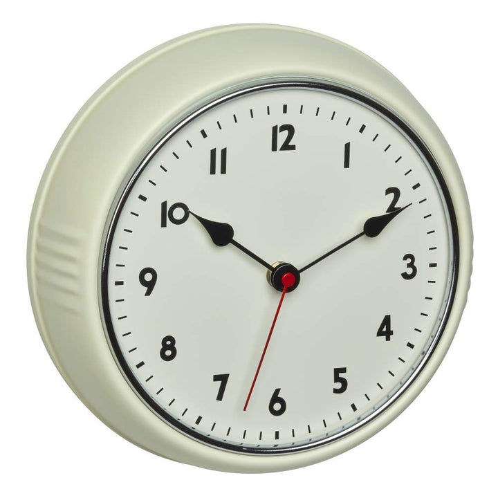 TFA Dostmann Retro Funk-Wanduhr, 60.3541.09, Vintage Uhr, analog, aus Metall, beige, (l) 240 x (b) 6