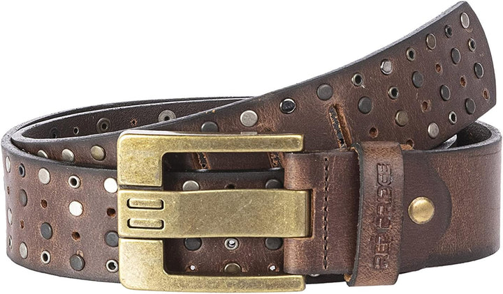 Red Bridge Herren Gürtel Ledergürtel Breiter Nietengürtel Cowboy Western Nieten RB9101 90 Braun