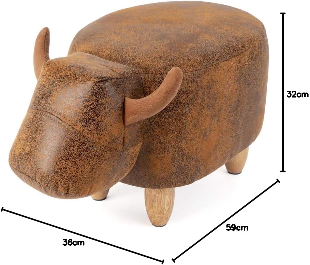 balvi Hocker La Vache Farbe Braun In Form Einer Kuh Holzbeine Kunstleder/Holz, Brau