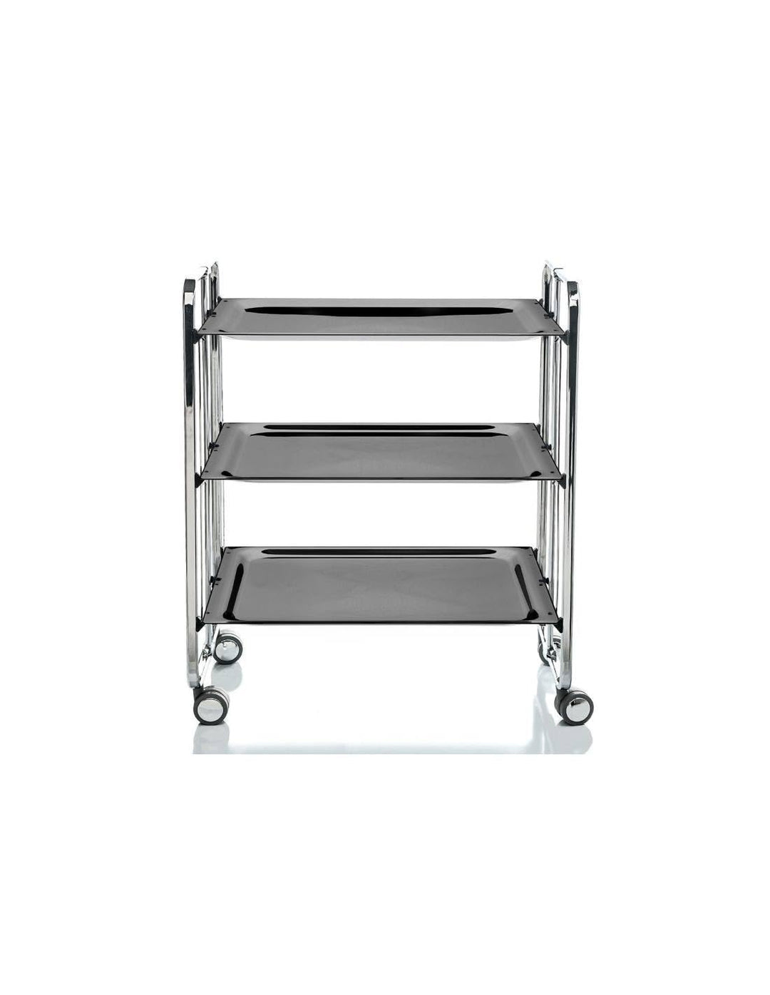 DON HIERRO - Servierwagen klappbar, Bauhaus, 3 Böden. Chromrahmen.-Schwarz 66 x 43 x 82 cm. Schwarz,