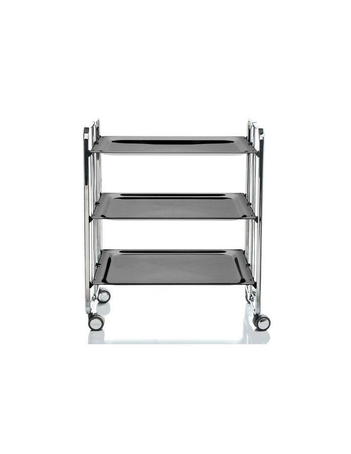 DON HIERRO - Servierwagen klappbar, Bauhaus, 3 Böden. Chromrahmen.-Schwarz 66 x 43 x 82 cm. Schwarz,
