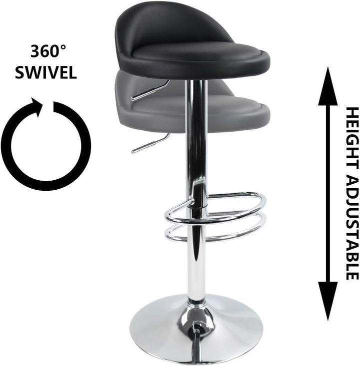 KKTONER Barhocker Tresenhocker höhenverstellbar 60-80cm mit Fussstütze PU Leder Schwarz, Schwarz