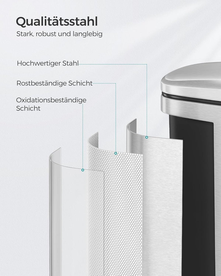 SONGMICS Mülleimer Küche, 20 Liter Abfalleimer mit Pedal, Tretmülleimer, Softclose, Offenhaltefunkti