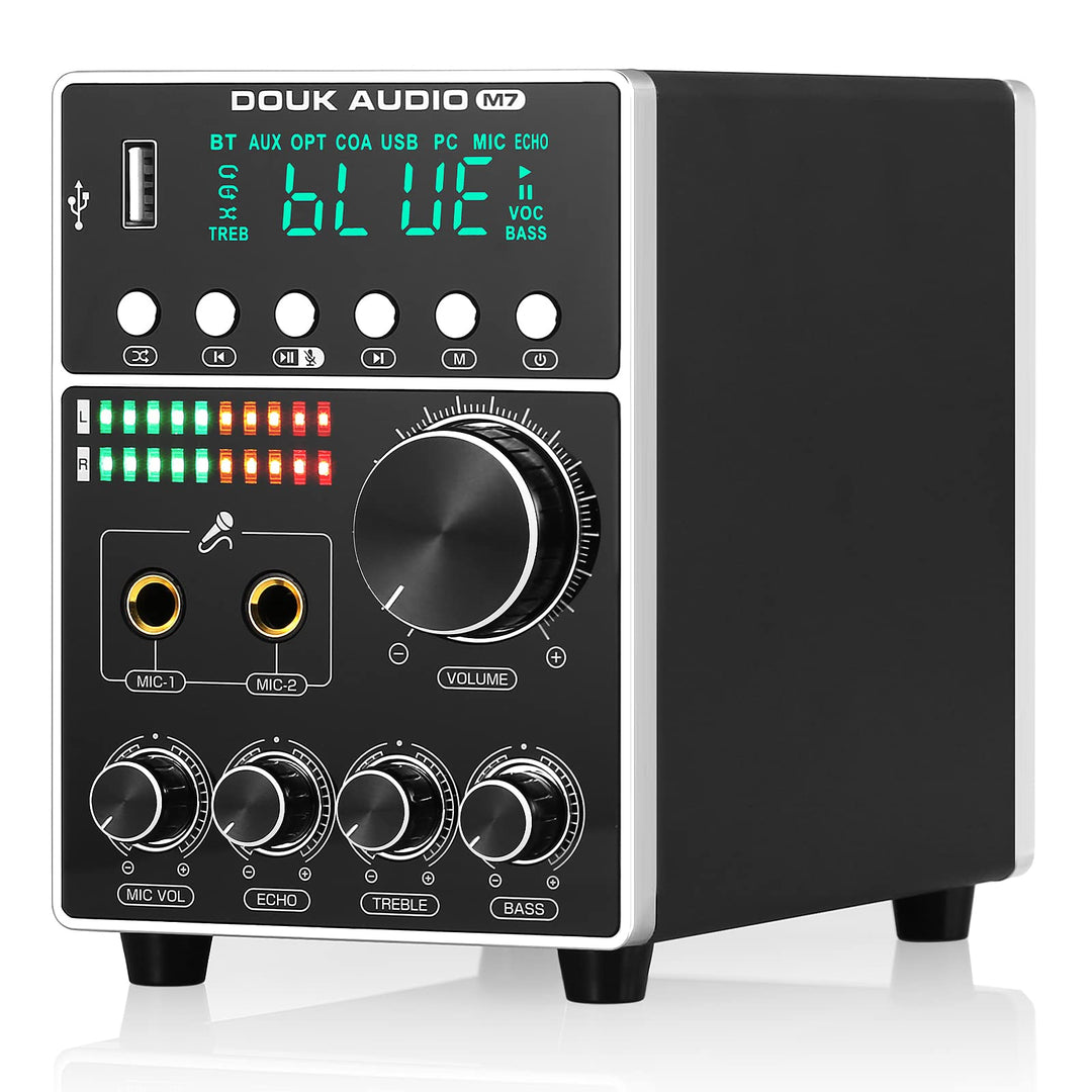 HiFi Dual MIC Digital Verstärker Bluetooth Empfänger USB Player S/PDIF Audio Power Amplifier Karaoke