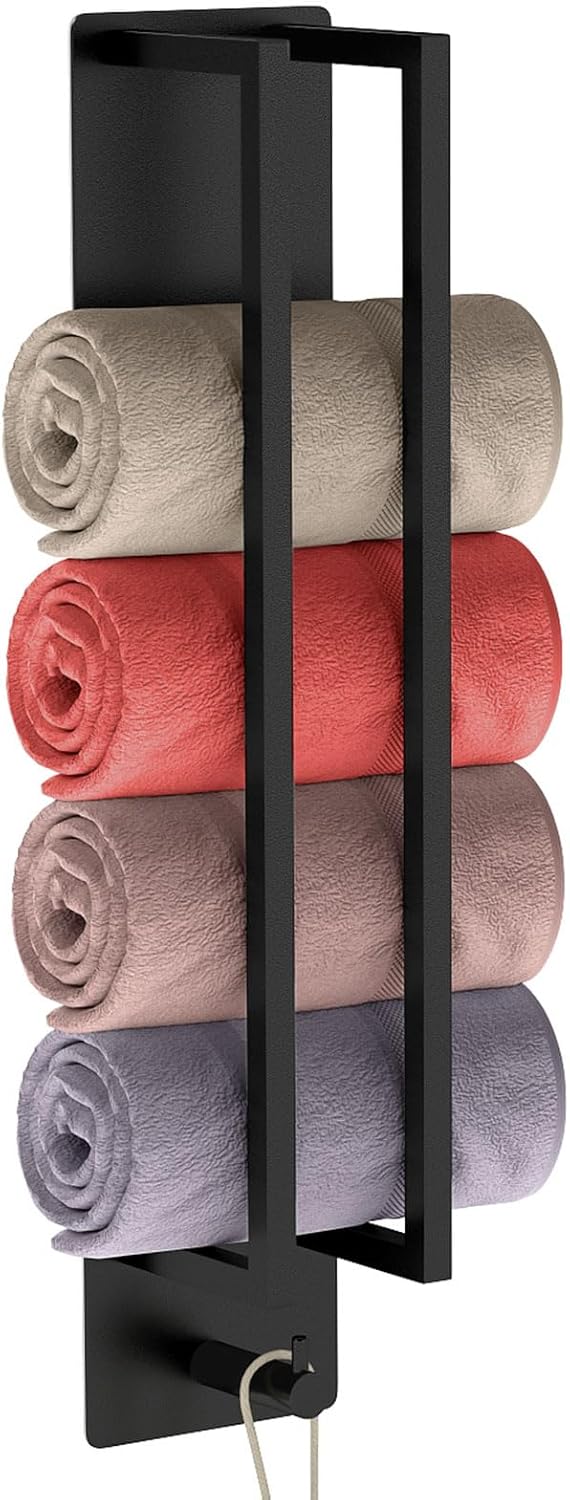 Handtuchhalter Schwarz Ohne Bohren,Gästehandtuchhalter Selbstklebend Handtuchstange Edelstahl Badetu