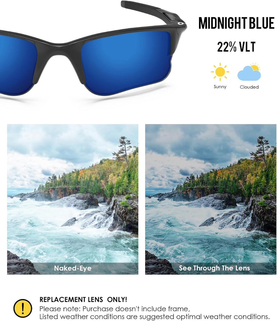 BlazerBuck Anti-salz Polarisierte Ersatzgläser für Oakley Half Jacket 2.0 XL OO9154 Mitternachtsblau