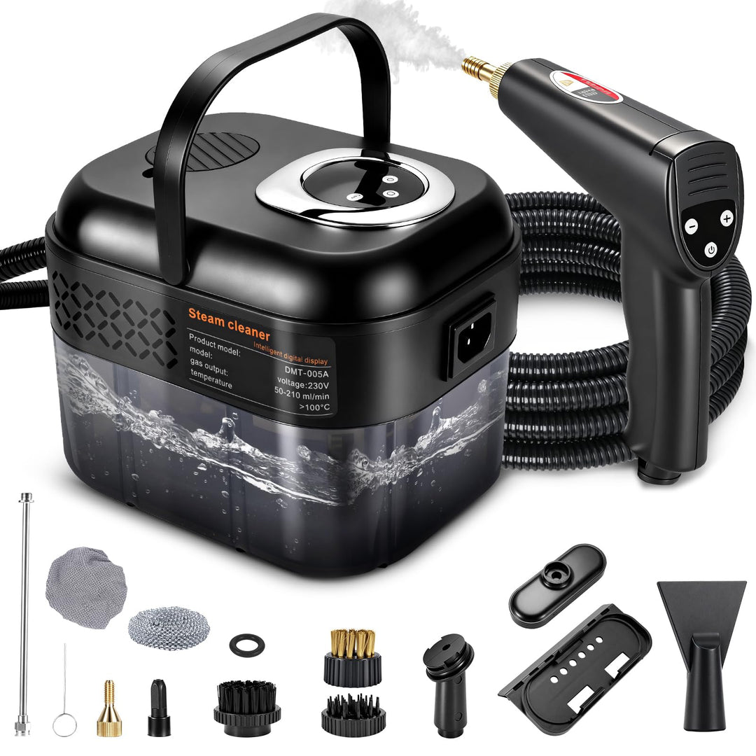 RUIZHI 6-Stufig Dampfreiniger Handgerät mit 12 Zubehör, Steam Cleaner Handheld 1700ML Tank, 1500W Me