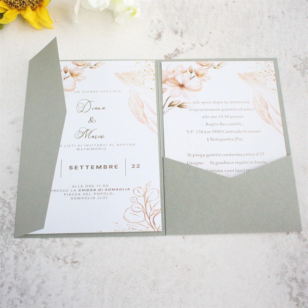 Umschläge für Hochzeitseinladungen, grünlich, dreilagig, 25 Stück, Geburtstag, Graduierung, Party, D