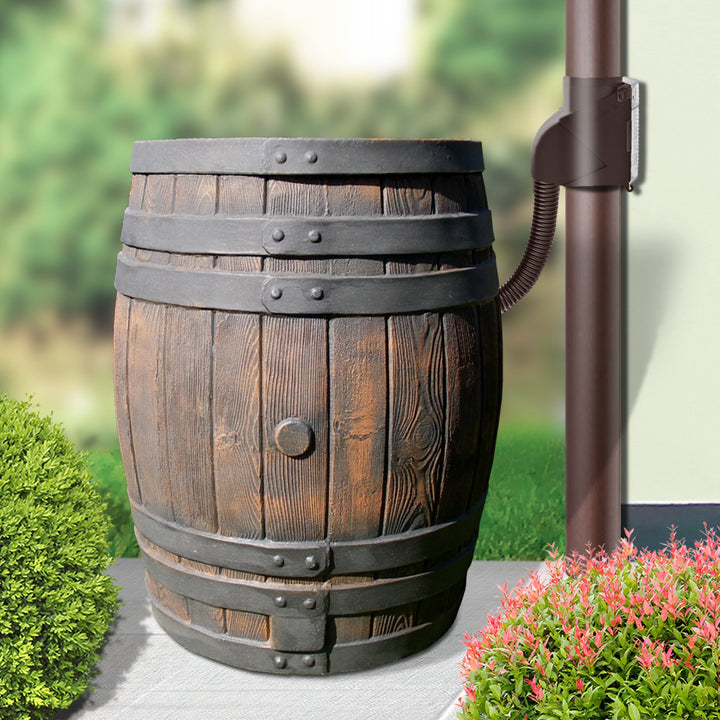 REGENTONNE REGENFASS WASSERFASS REGENWASSERBEHÄLTER REGENWASSERFASS GARTENFASS Eichenfass 50l Liter