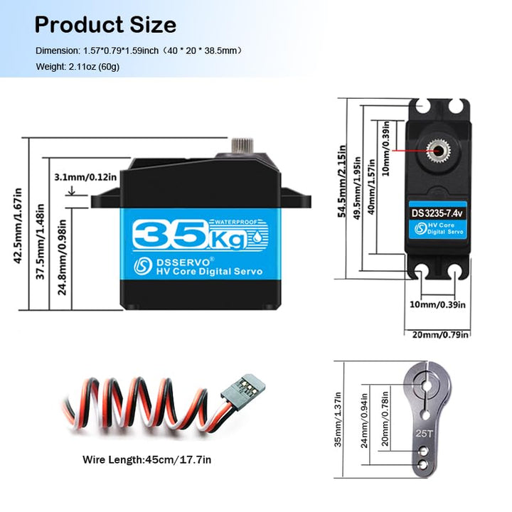 ANNIMOS 2Pack RC Servo 35KG Lenkung Servo 7.4V Digitaler Motor Edelstahl Getriebe Hochdrehmoment Was