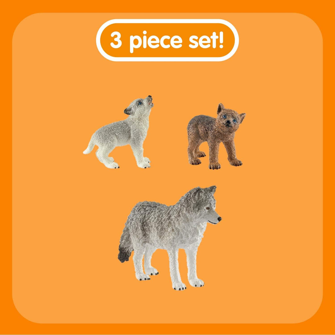SCHLEICH 42472 Wolfsmutter mit Welpen, für Kinder ab 3+ Jahren, WILD Life - Spielfigur Standardverpa