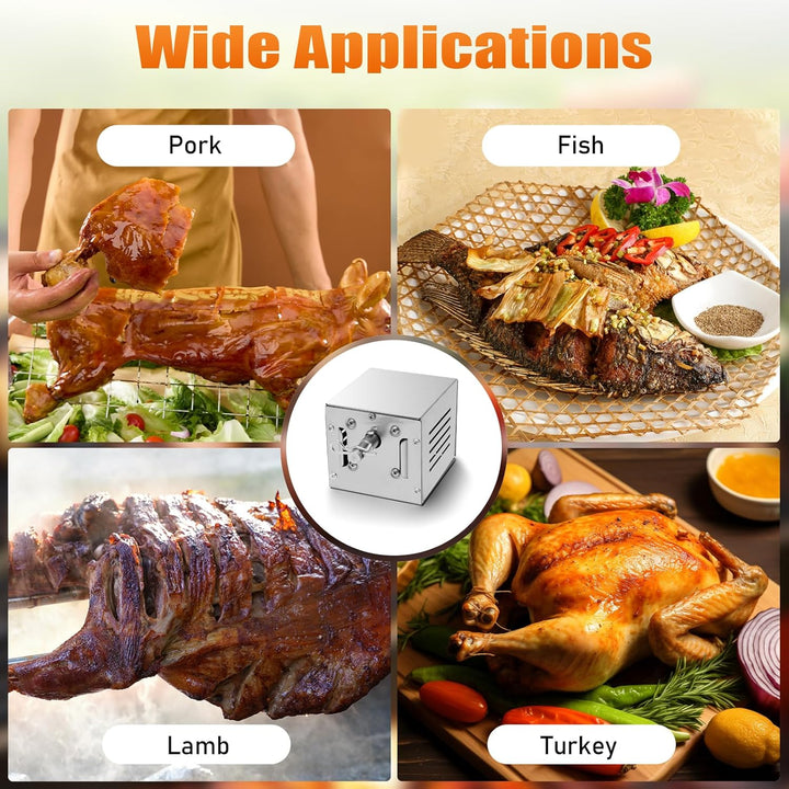 25w Edelstahl Röster, 60kg Elektrogrill Elektromotor 220v Roaster Grill Zubehör BBQ Rotisserie Motor