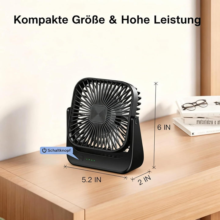 Tragbarer Schreibtischventilator, 4 Geschwindigkeiten persönlicher Desktop-Ventilator, 4000mAh Aufla