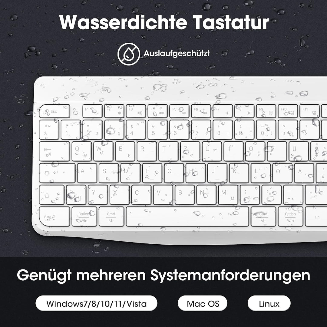 KOORUI Tastatur und Maus Kabellos, Wiederaufladbar Leise Maus Tastatur Set Deutsches Layout QWERTZ m