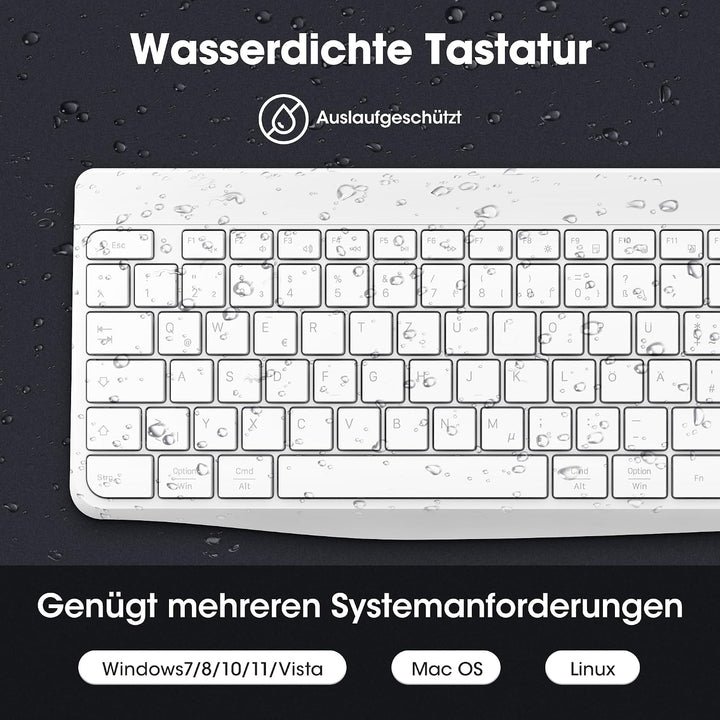 KOORUI Tastatur und Maus Kabellos, Wiederaufladbar Leise Maus Tastatur Set Deutsches Layout QWERTZ m