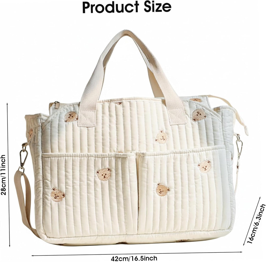 Babytasche, Kliniktasche, geräumige Wickeltasche mit vielen Fächern, weicher Pfirsichhaut-Samt, 42 x
