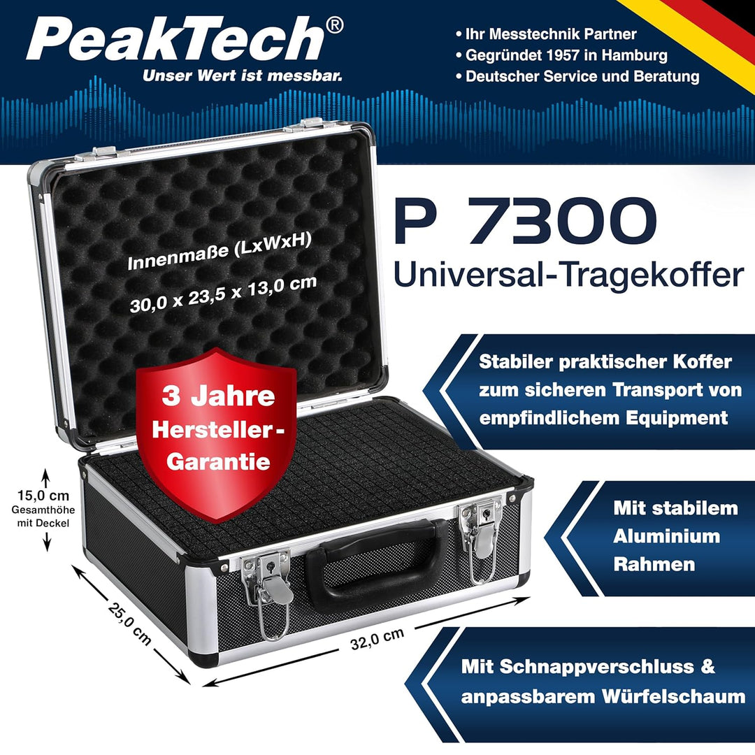 PeakTech P 7300 – Universal Koffer für Messgeräte, Robuster Tragekoffer, Werkzeug Aufbewahrung, Würf