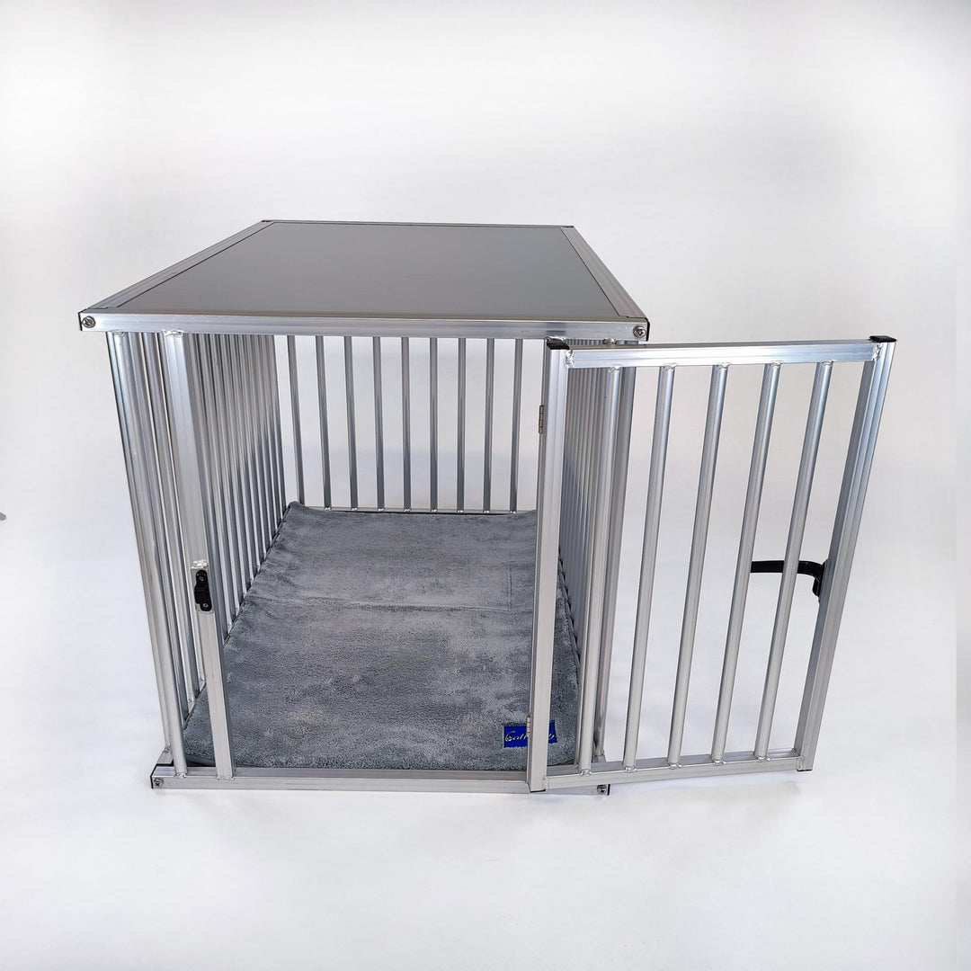 Callieway® ALU DOGBOX/Hundebox/ALU Hundkäfig für Büro und Daheim (nur vertikale Stäbe, 1-türig) (3XL
