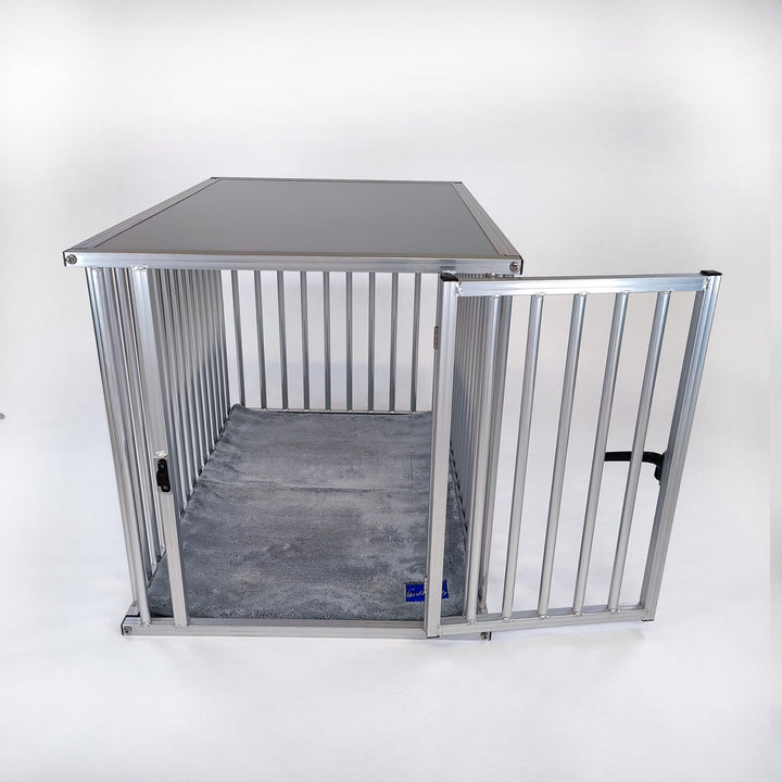 Callieway® ALU DOGBOX/Hundebox/ALU Hundkäfig für Büro und Daheim (nur vertikale Stäbe, 1-türig) (3XL