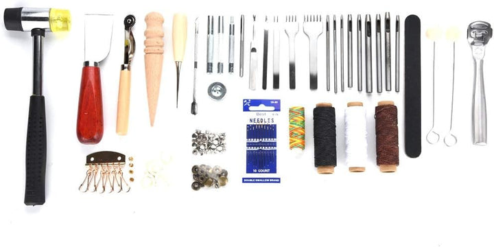 42 Stücke Leder Craft Kit mit Leder Arbeitswerkzeuge, Punch DIY Kit Professionelle Nähte Nähwerkzeug