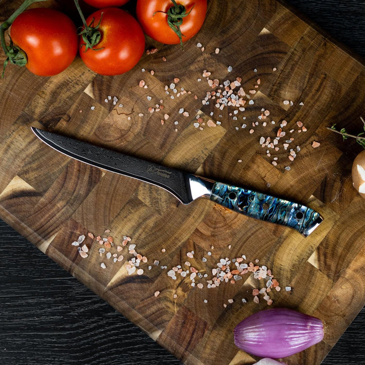Tsume Exotic Set Abalone, Messerset mit 4 Premium Küchenmessern, Echte Damast Küchenmesser mit Perlm