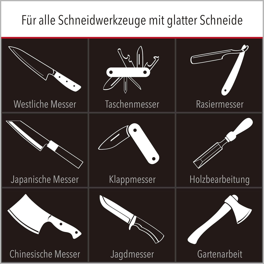 CULILUX Pro Schleifstein Profi Set XL Wetzsteine Körnung 400 1000 6000 auf Glas doppelseitige Leder-