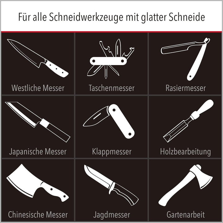 CULILUX Pro Schleifstein Profi Set XL Wetzsteine Körnung 400 1000 6000 auf Glas doppelseitige Leder-