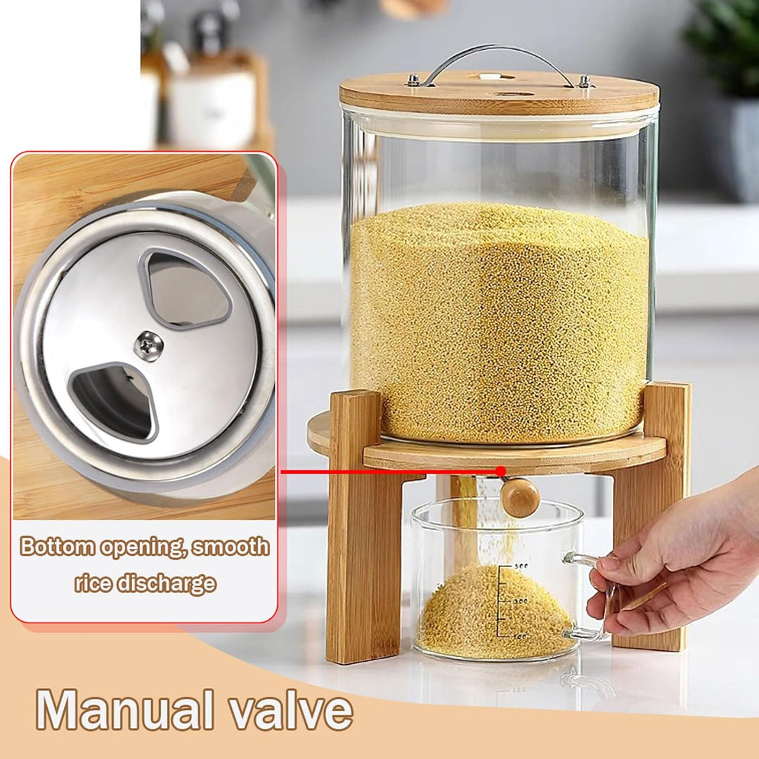 Reisspender, Müslispender für Kleine Körner, Lebensmittelspender Glas mit Luftdichter Deckel, 5/7.5L