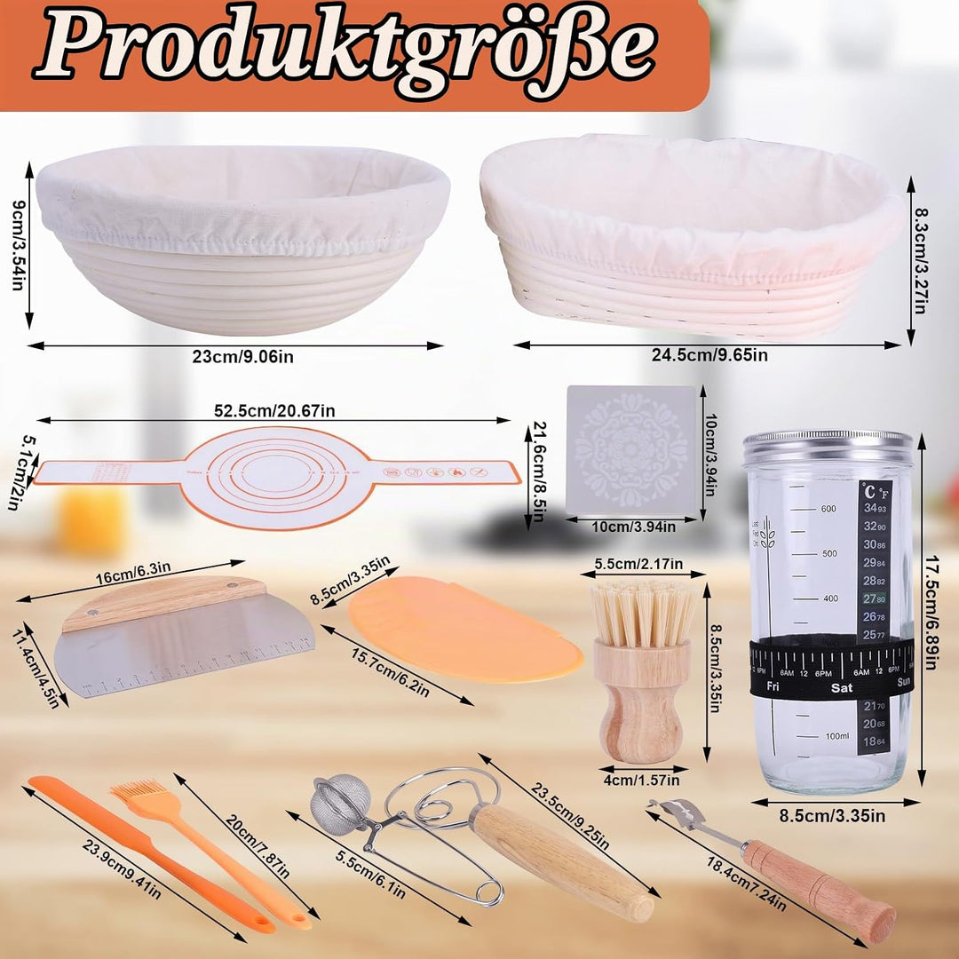 Brot Backen Zubehör, Gärkörbchen Für Sauerteig Starter Set, Gärkorb Brot Brot Backen Mit Sauerteig S