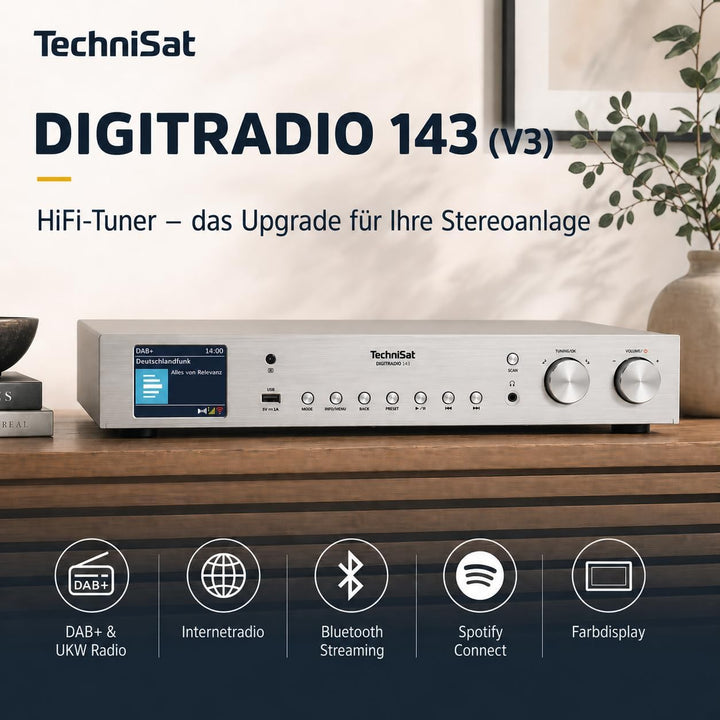 TechniSat DIGITRADIO 143 (V3) – HiFi-Tuner Internetradio (DAB+ Digital-Radio, Bluetooth-Audio-Stream