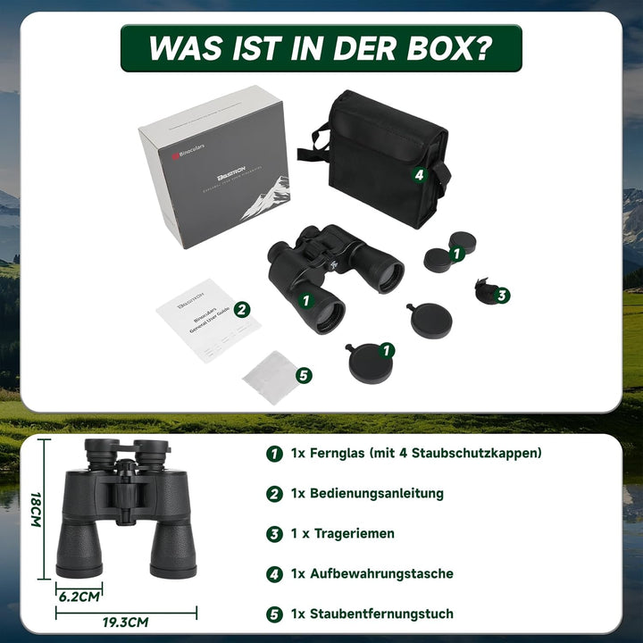 BOSTRON Kompaktes Fernglas 7x50 für Erwachsene, Stossfest HD Ferngläser mit PORRO-Prism,Profi Feldst