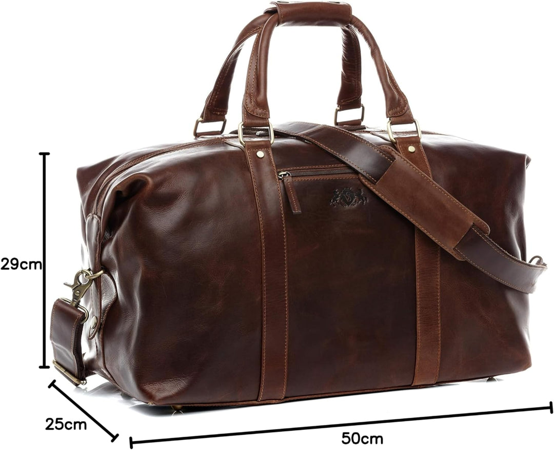 SID & VAIN XL Reisetasche Zane aus Premium Leder I Sporttasche gross XL gross für Herren I Weekender