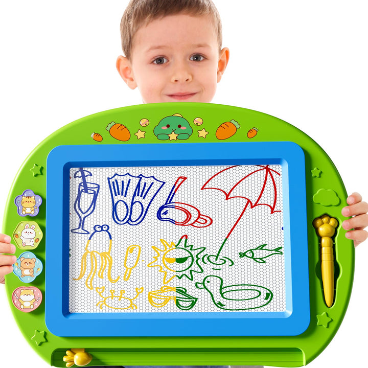 XL Magnetische Zaubertafel für Kinder, Maltafel mit Stempel & Stift, Lernspielzeug & Reisegrösse, Ge