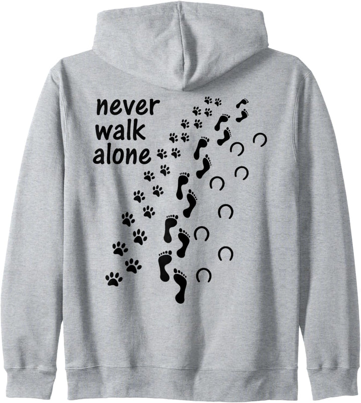 Never walk alone Tshirt für Hundebesitzer Frau Pferd Horse Kapuzenjacke