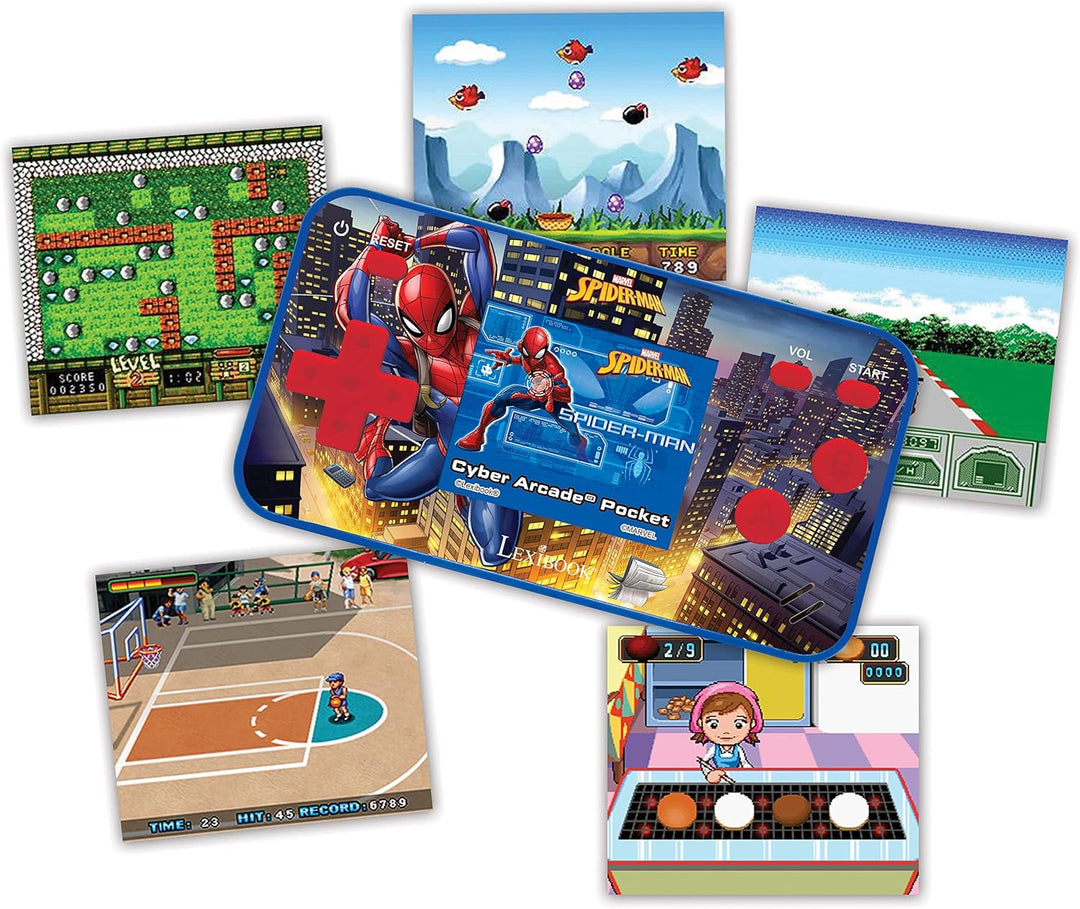 Lexibook, Spider-Man, Cyber Arcade Pocket, Tragbare Spielkonsole, 150 Spiele, 1,8“ LCD-Bildschirm, B