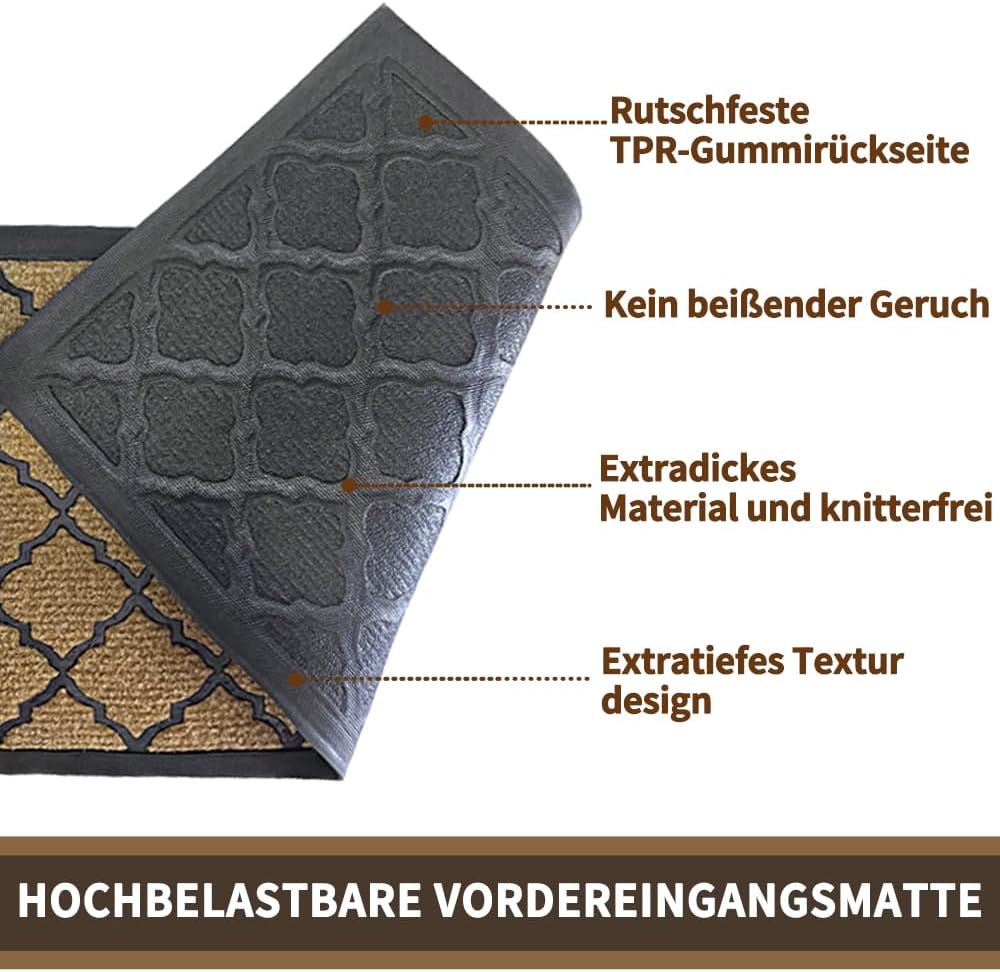 Qingbei Rina 60 x 90 cm Fussmatte aussen, rutschfeste Schmutzfangmatte Türmatte, Waschbar Fussmatte