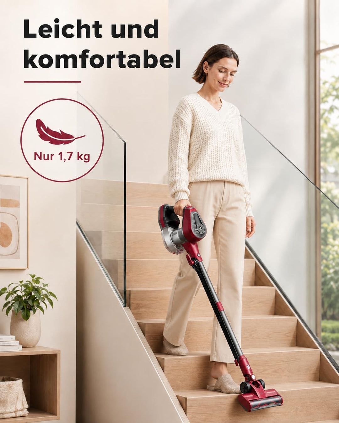 Vexilar C8 Staubsauger mit Kabel, 60KPa &amp; 600W Starke konstante Saugkraft, Staubsauger beutellos, 7m