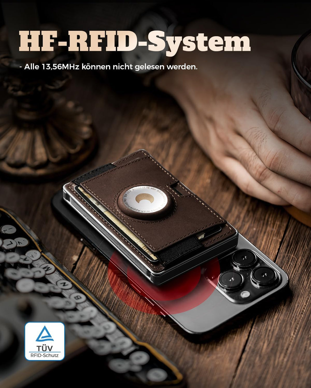 Airtag Slim Wallet Herren mit XXL Münzfach für 15+ Münzen I Kartenetui mit Bargeldfach I Kartenetui