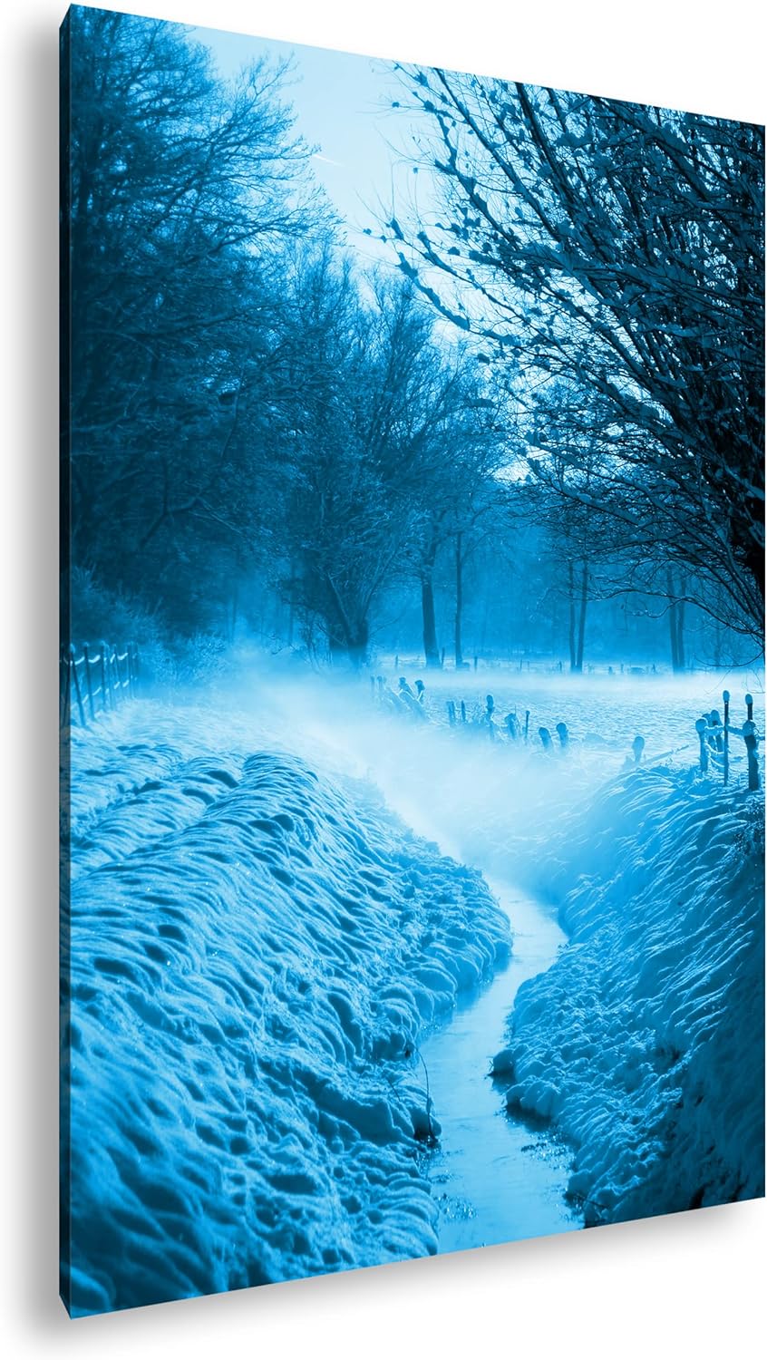 deyoli bezaubernde Winterlandschaft Format 80x60 Effekt: Monocrome Blau als Leinwandbild, Motiv fert