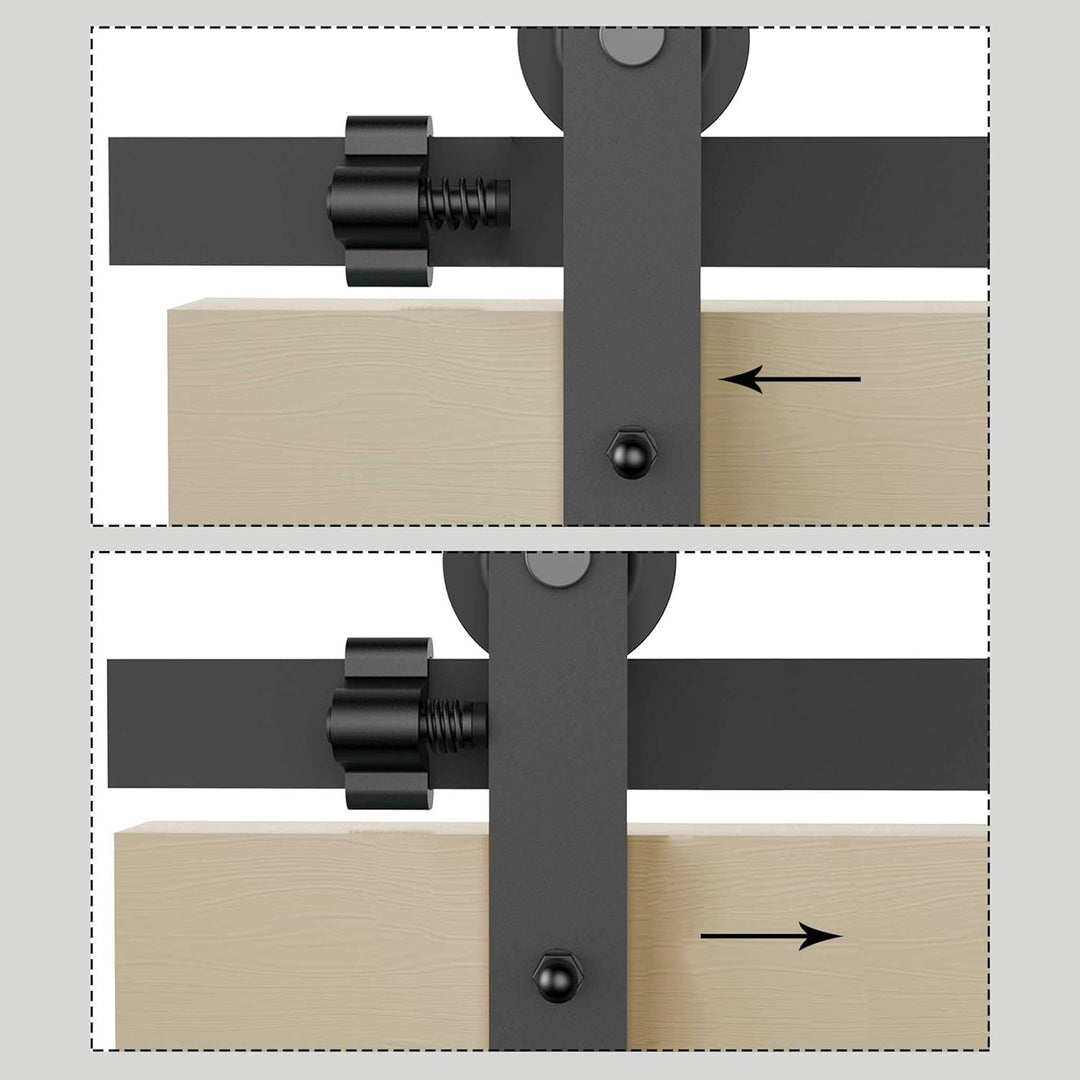 TSMST 243cm Schiebetürsystem Komplett-Set für Schiebetüren mit Bodenführung Schwarz Schienen-Kit Pas
