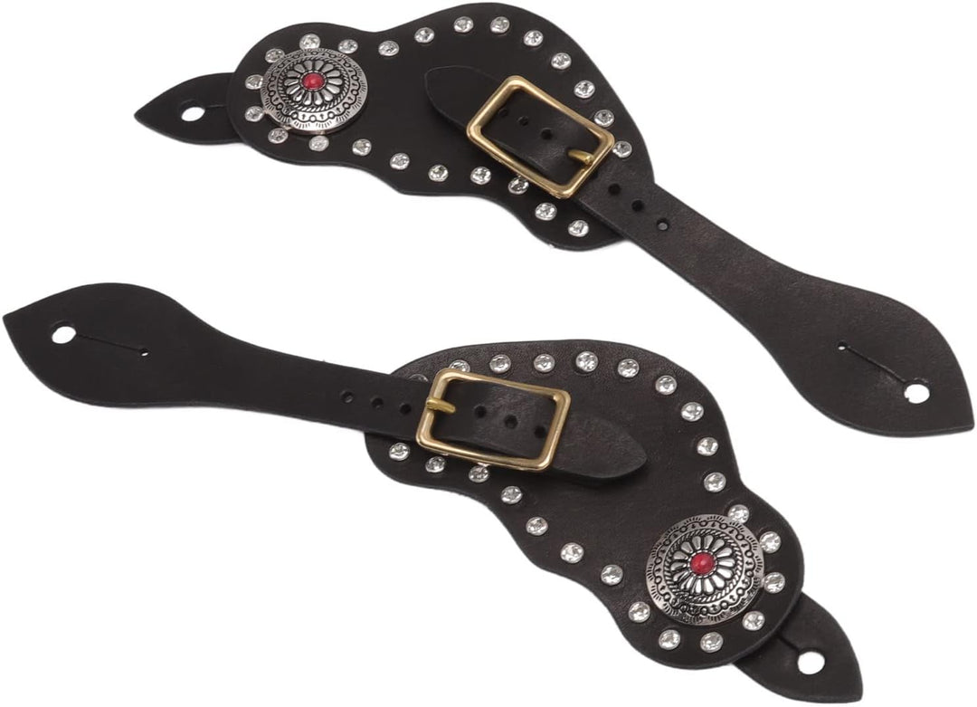 Tonysa 1 Paar Schwarzer Sporenriemen, Reitschutzausrüstung Im Vintage Stil, Verstellbare Länge